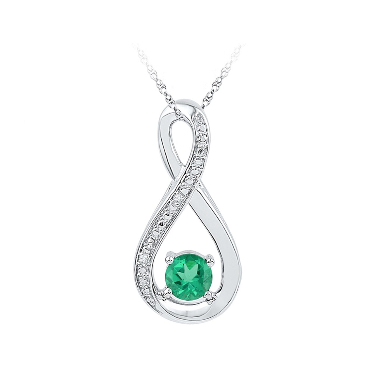 Gem And Harmony 1/2 Carat (ctw) Lab-Created Emerald Infinity Pendant Necklace in Sterling Silver